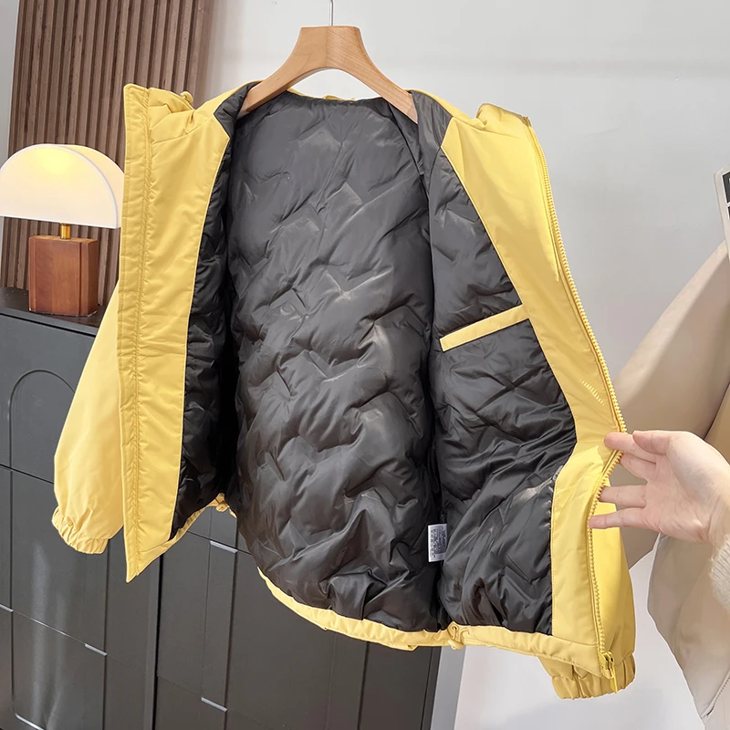 زوجين الشتاء في الهواء الطلق أسفل Jaet يندبروف مقاوم للماء رقيق دافئ معطف مقنع المرأة Sle عادية Faion Thiened طويلة... #2