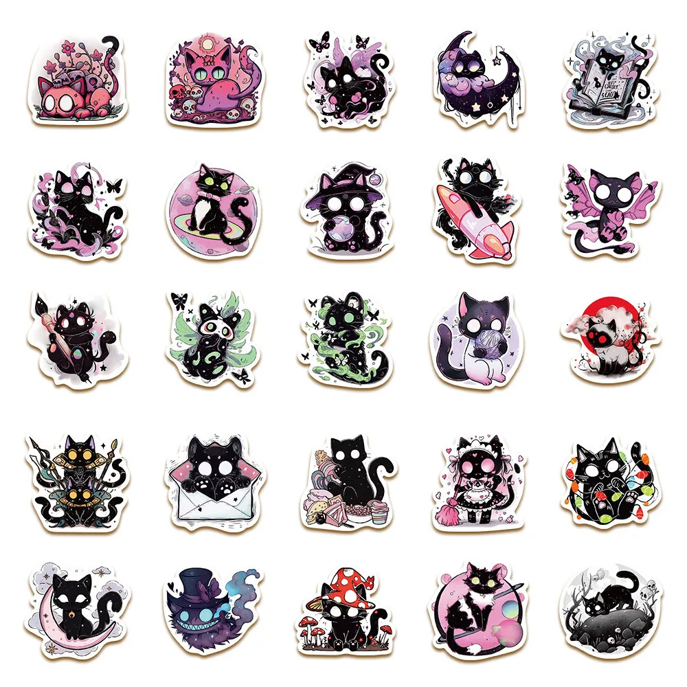 50-Piece Scared Soul Cat Stickers - Waterproof Decor for Notebooks, Laptops, Journals, Phone Cases iPads RecordingYourLife Store