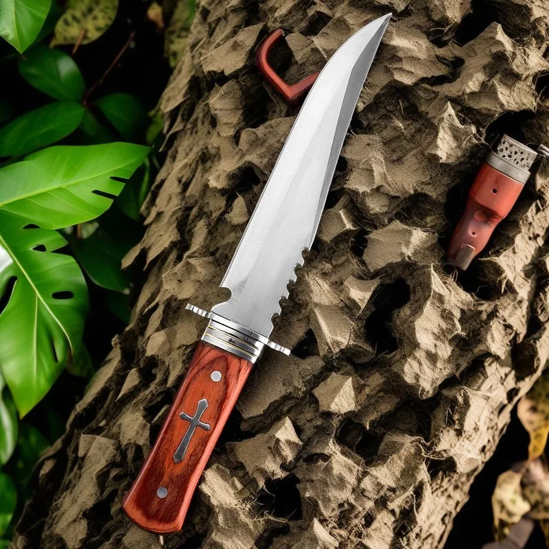 Outdoor Camping Hiking Hunting Knives Portable Multifunctional Stainless Steel Fruit Knife Meat Cleaver Knife With Sheath