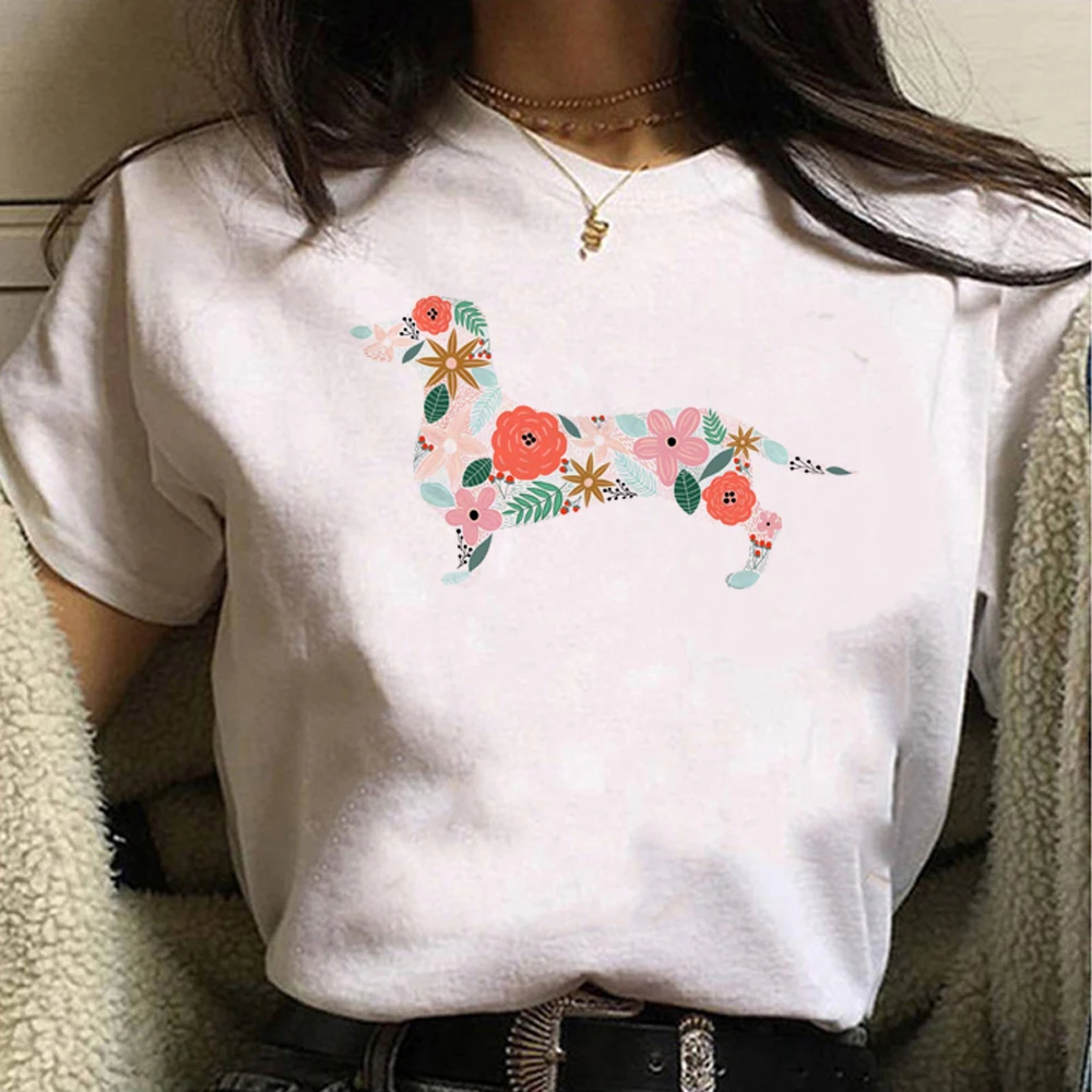 

Dachshund top women streetwear t-shirts girl designer 2000s Japanese clothes