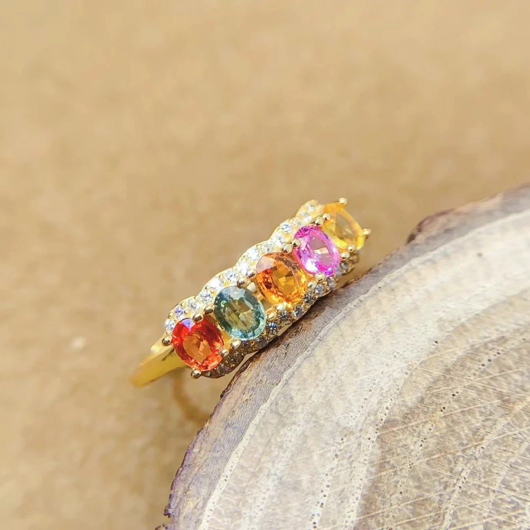 KJJEAXCMY High quality Natural Sapphire Women's Ring S925 Silver Electroplating Process Inlaid High Clarity Support Testin