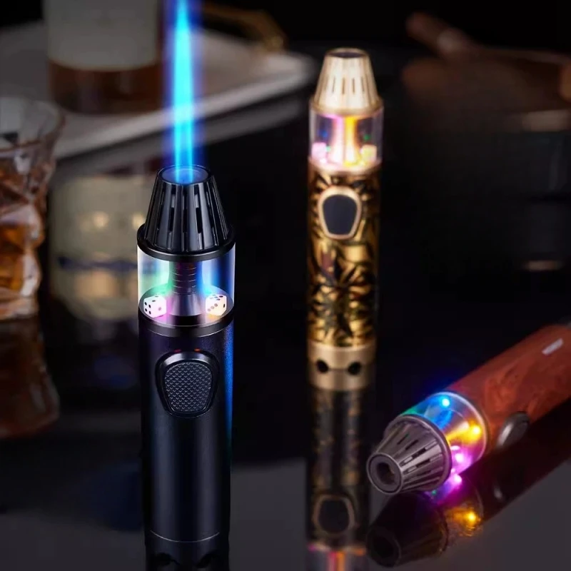 

JOBON Metal Dice Decompression Jet Blue Flame Butane Gas Torch Lighter Outdoor Windproof BBQ Kitchen Turbine Cigar Lighters