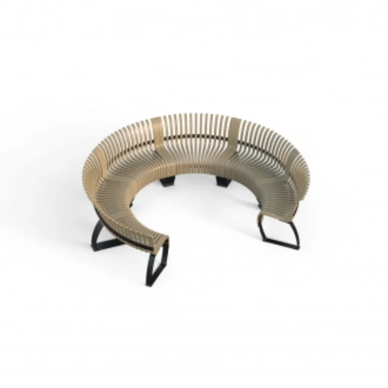 Outdoor curved chair Stainless steel park bench Shopping mall commercial space public rest area Ring backrest seat