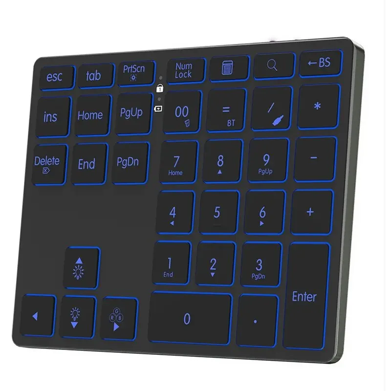 JOMAA 2.4G Bluetooth Numeric Keypad Wireless Rechargeable Numpad Keyboard for iPad Laptop Wired Number Keyboard