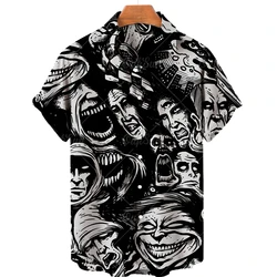 2023 Halloween shirt 3D anime horror printed short sleeved shirt Men's and women's personalized retro printed clothing Unisex