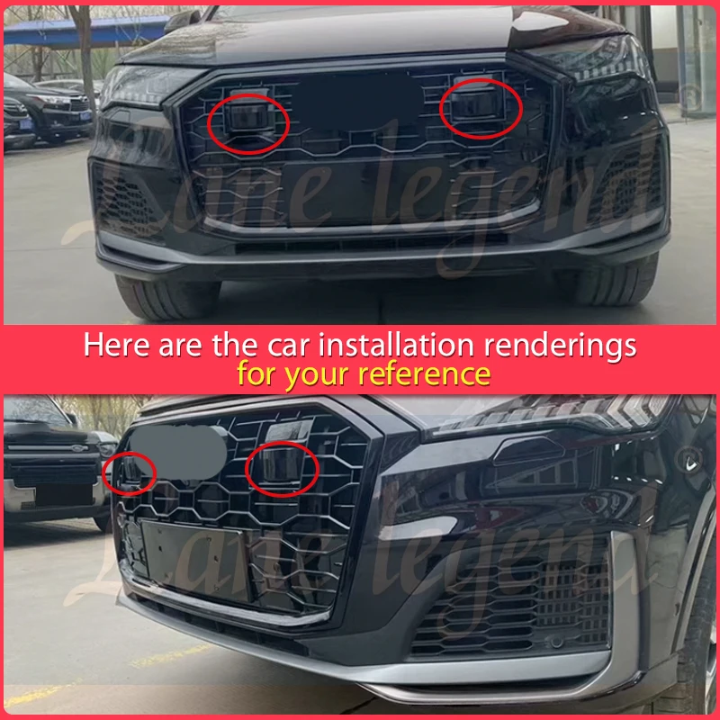 For RSQ7 Style Front Sport Hex Mesh Honeycomb Hood Grill Black For Audi Q7 2021 2022 Car-styling Accessories tools