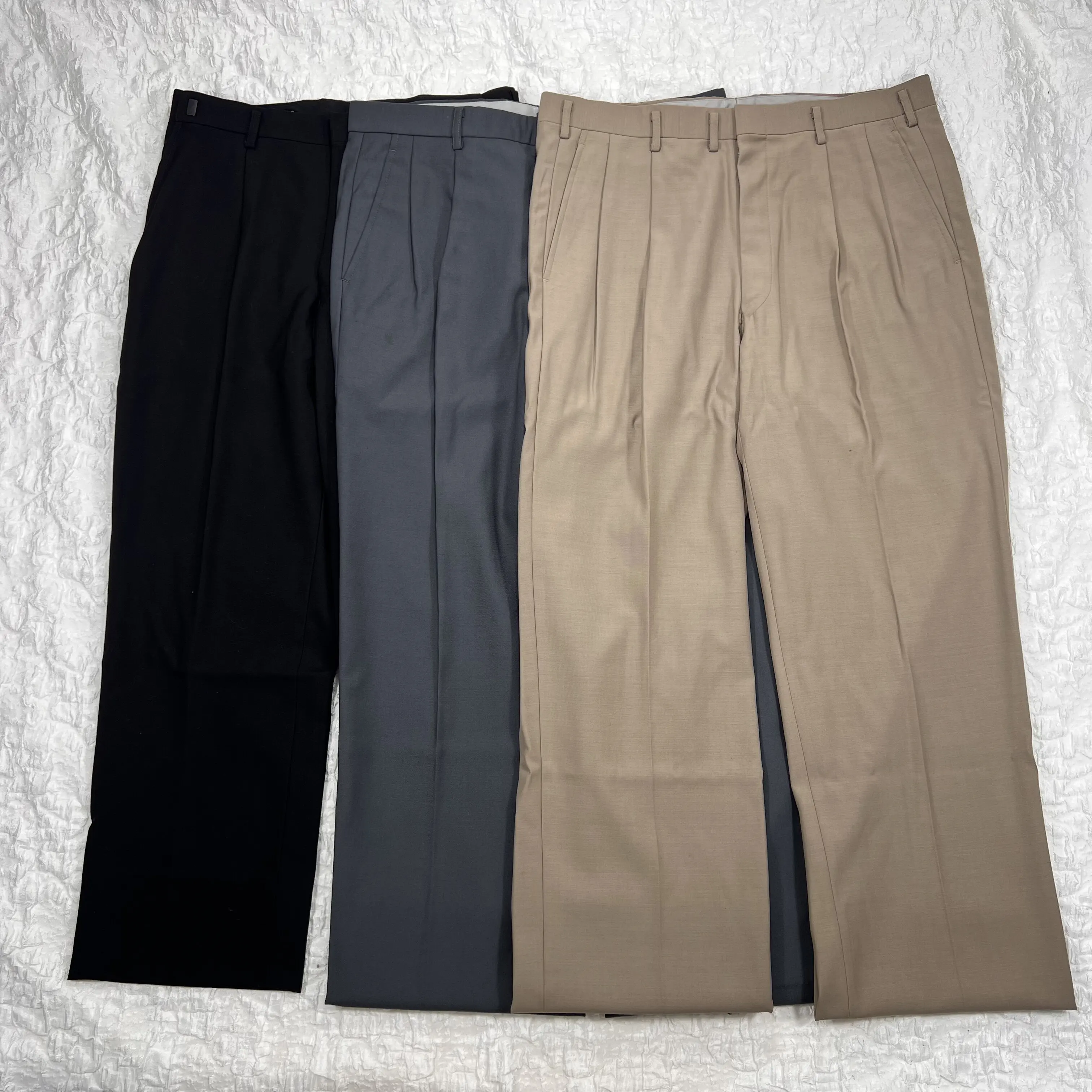 Vintage Casual Thin Straight Leg Men's Suit Pants Commuter Versatile Four Seasons Wool Blend Comfortable Fit Straight Cut