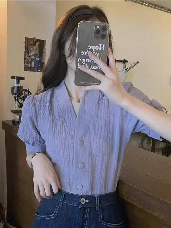 Chemises à manches courtes pour femmes, chemisier décontracté en mousseline de soie, élégant, brodé, ajouré, manches à volants, féminin, Chic, léger, été