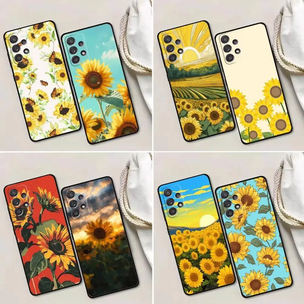 

Sunflower graphic Phone Case For Samsung Galaxy A13,A21s,A22,A31,A32,A52,A53,A71,A80,A91 Soft Black Phone Cover