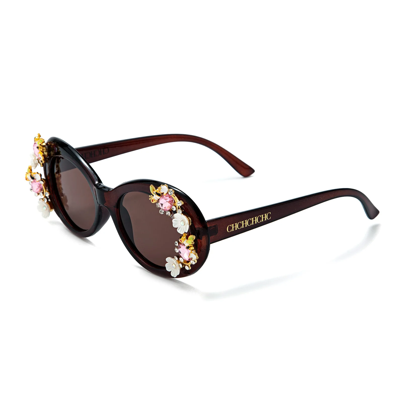 

Retro Floral Cat Eye Sunglasses for Women, Vintage Plastic Frame Sun Glasses, Gradient Lens Trendy Shades UV400