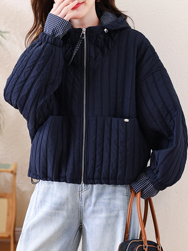 

Повседневное клетчатое лоскутное женское пальто на молнии, осень 2023, новинка Sle Thien Long Sve, женское пальто, повседневное модное Thiened