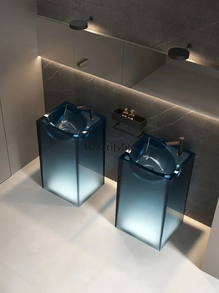

Pedestal Basin Color Resin Household Pedestal Homestay Hotel Floor-Standing Crystal Wash Basin