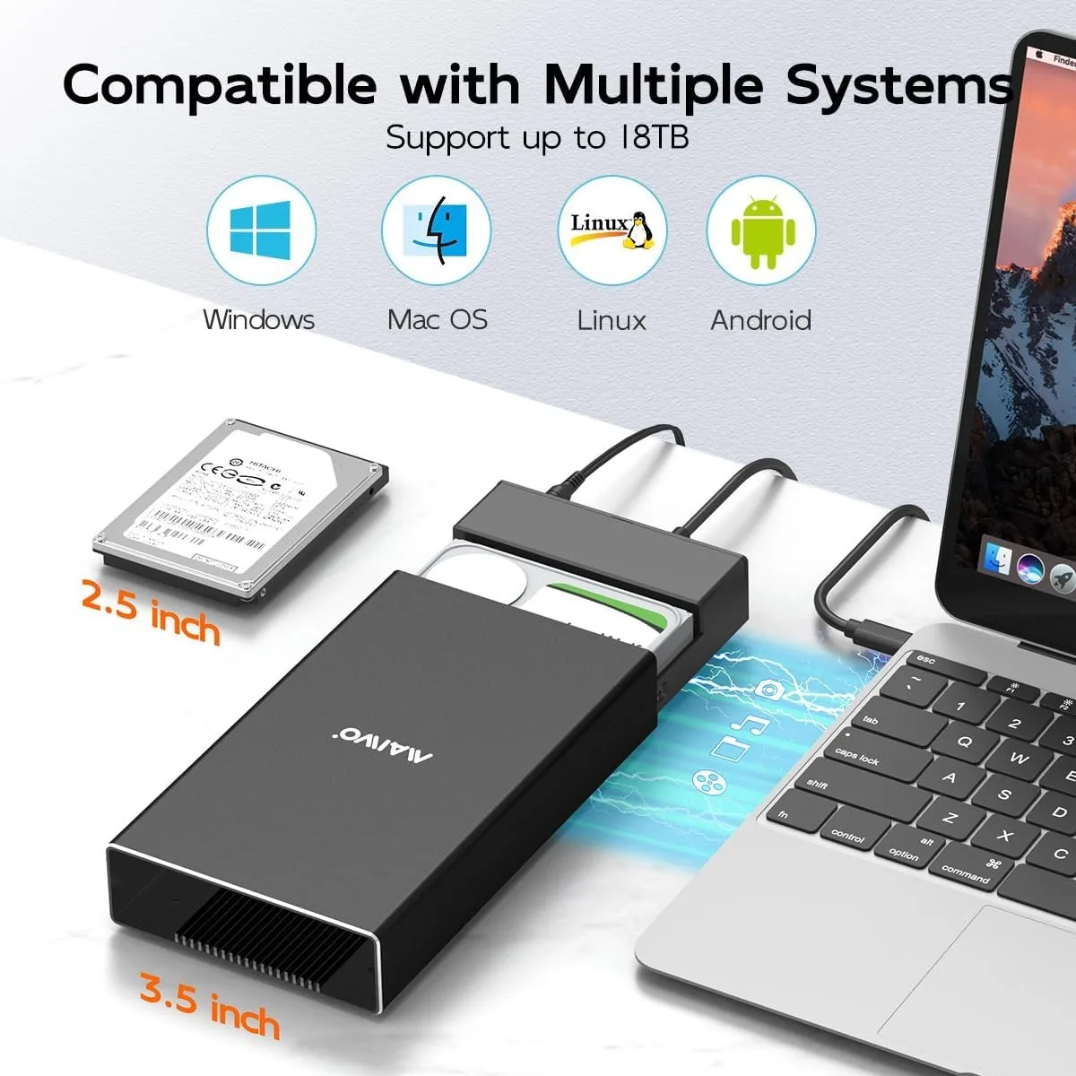 MAIWO SAS to USB 3.0 하드 드라이브 어댑터 SAS/SATA 하드 드라이브 인클로저 리더 도킹 스테이션 (2.5/3.5인치 HDD/SSD 호환, …