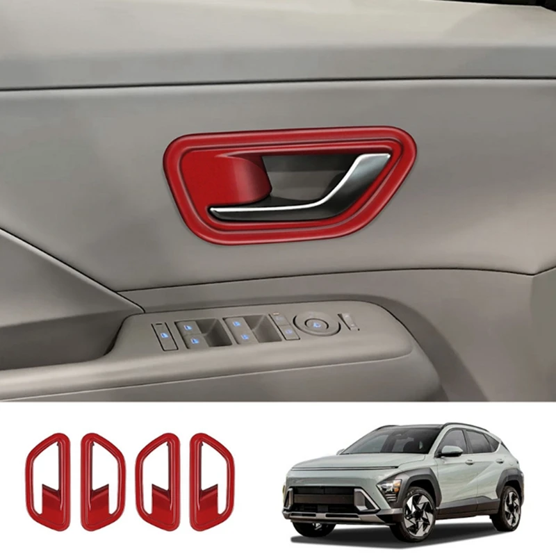 

Car Interior Door Handle Bowl Cover Trim For Hyundai KONA 2024+ Car Interior Replacement Red