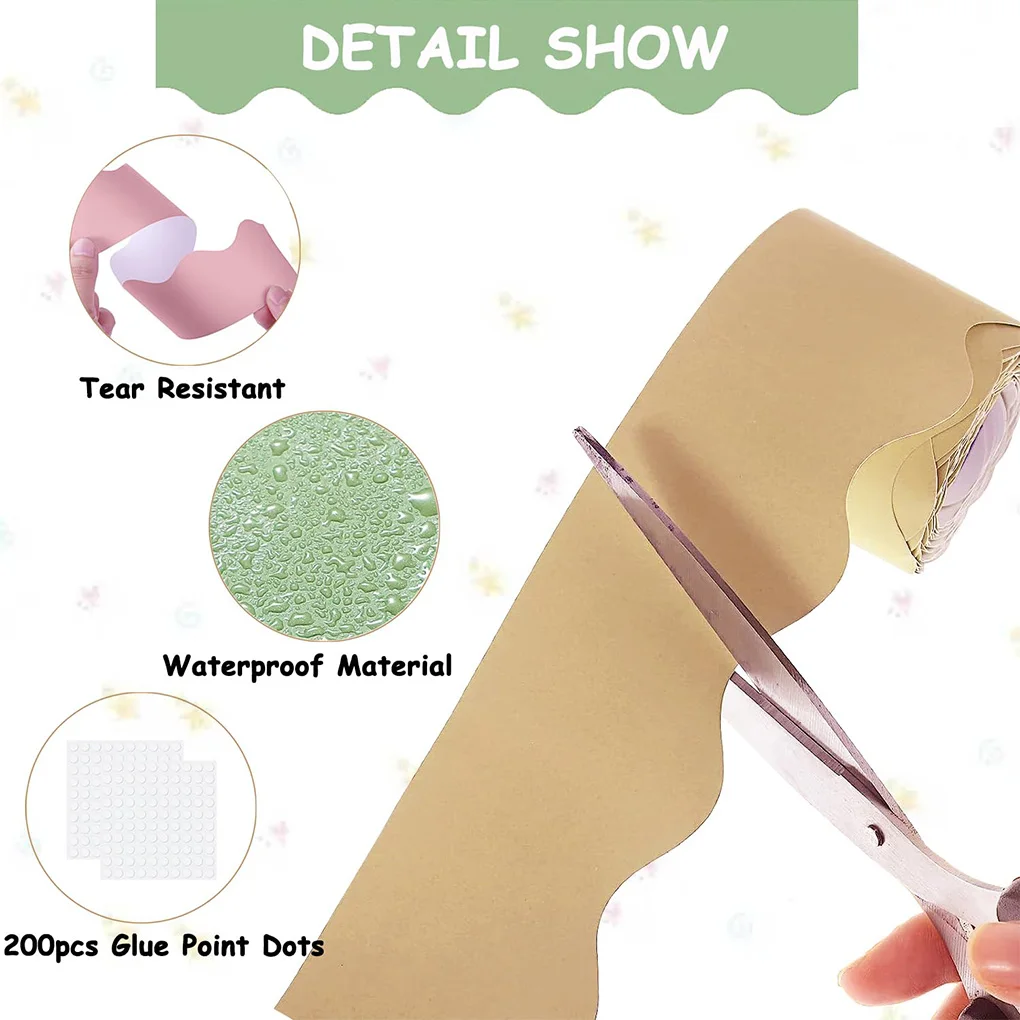 6 قطعة/المجموعة الحدود المموجة الملونة لفة للزينة الفصول الدراسية 6 لفات 10 متر عرض الحدود D