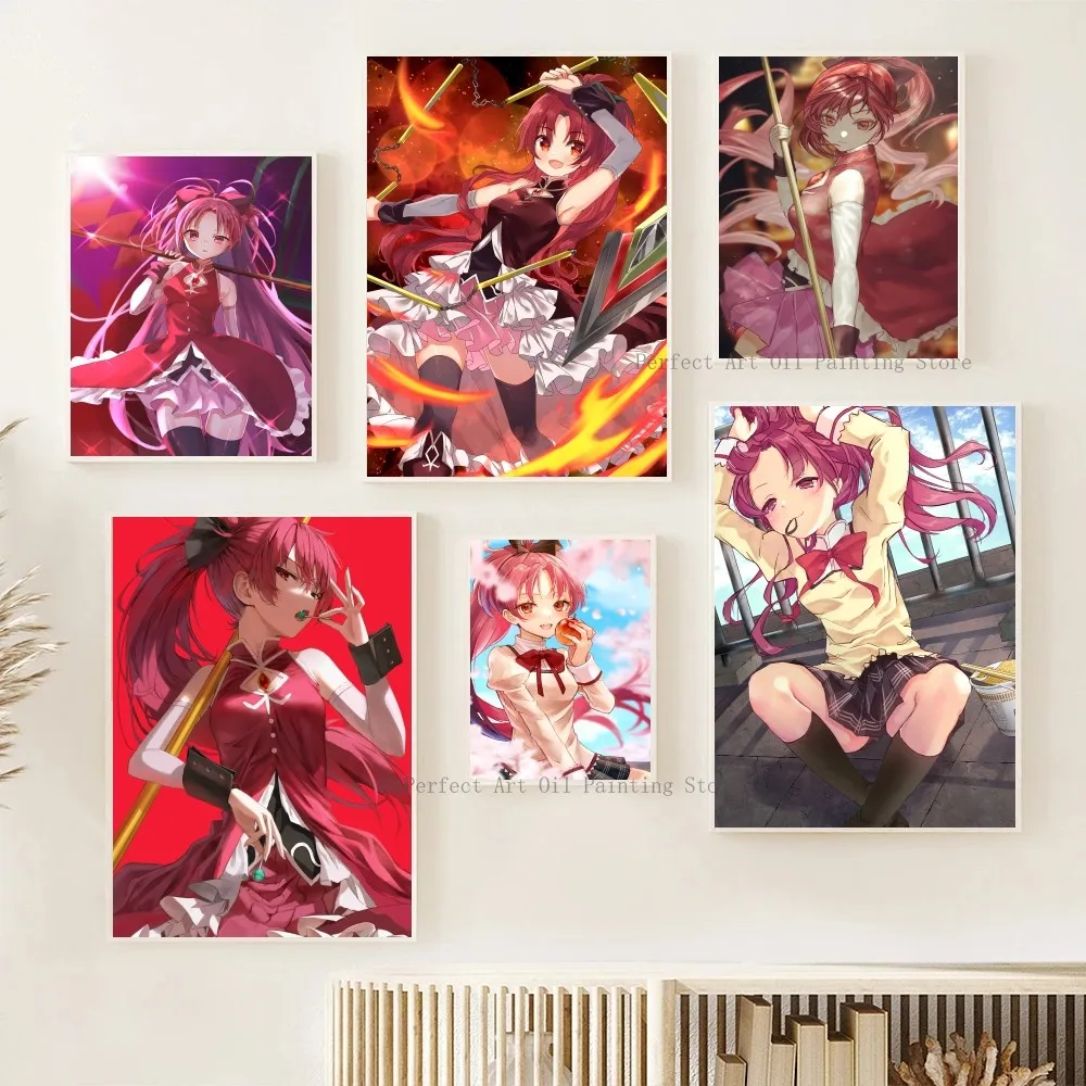 Hot Anime Puella Magi Madoka Magica Sakura Kyouko Posters Stickers Living Room Bedroom Entrance Cafe Wall Art Decoration