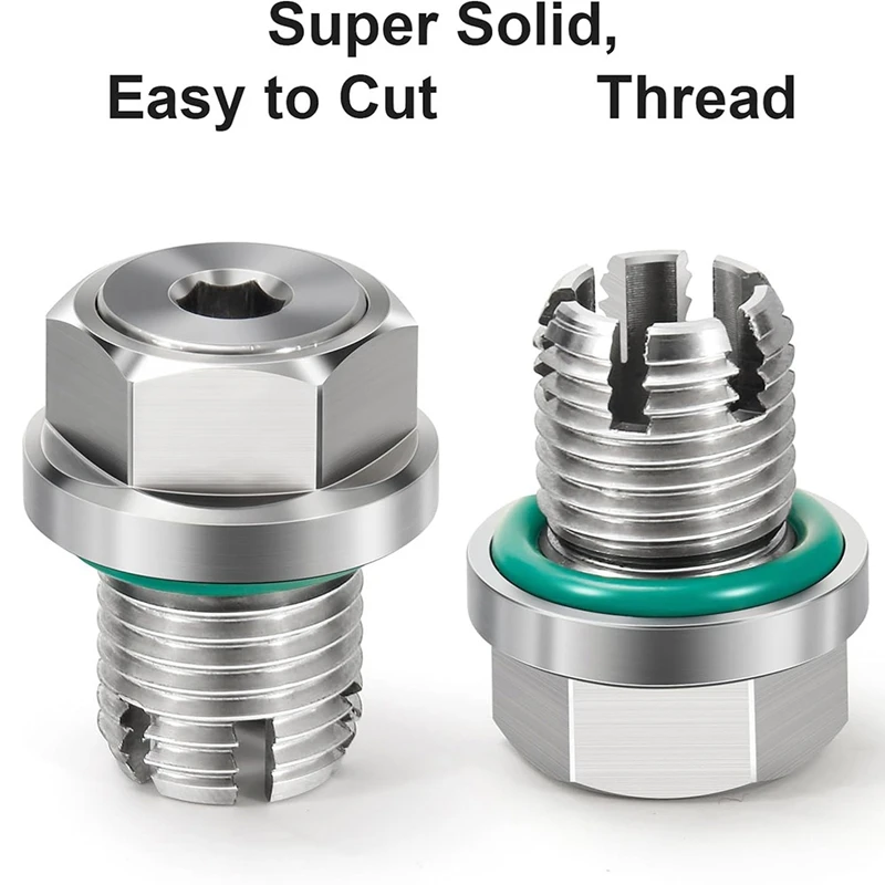 M14.1-1.5 X 15Mm Oversize Piggyback Oil Drain Plug, Stainless Steel Self Tapping Oil Pan Thread Repair Kit