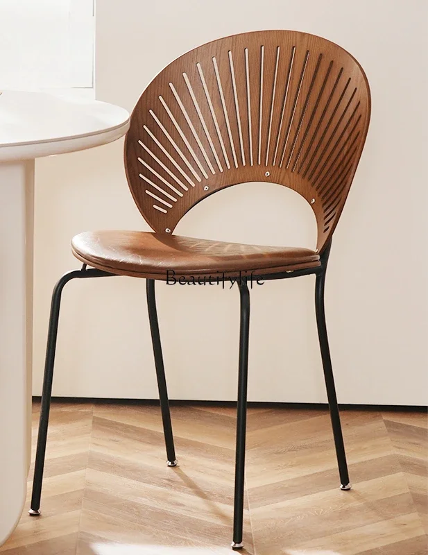 

LDHousehold French light luxury back chair solid wood wrought iron dining chair