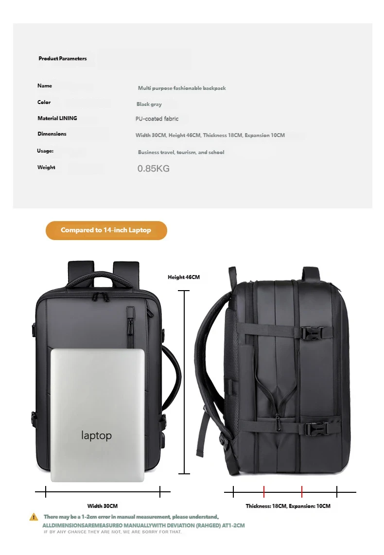 2026 Large Capacity Travel Backpack for Woman and Men 30L 45L Business Trip Backpacks 16 Inch Laptop Bag College School Backpack