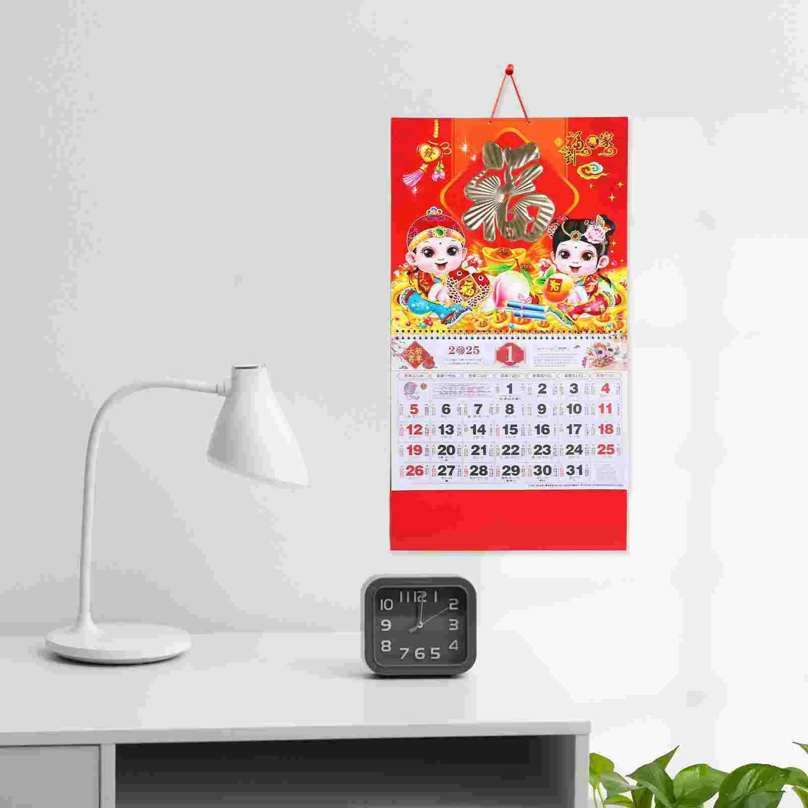 Calendario de pared del año del serpiente, decoración decorativa de papel colgante Lunar chino 2025, nueva Advienta del hogar