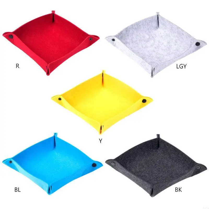 

34YA Foldable Storage Box Square Felt Tray Board Game Jewelry for Key Wallet Coin Desktop Sundries Bins