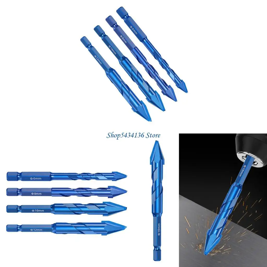 

H7ED Hexagonal Shank High Hardness Skewed Head Eccentric Drill 6/8/10/12mm Suitable for Drills Glass Brick Cement Tile
