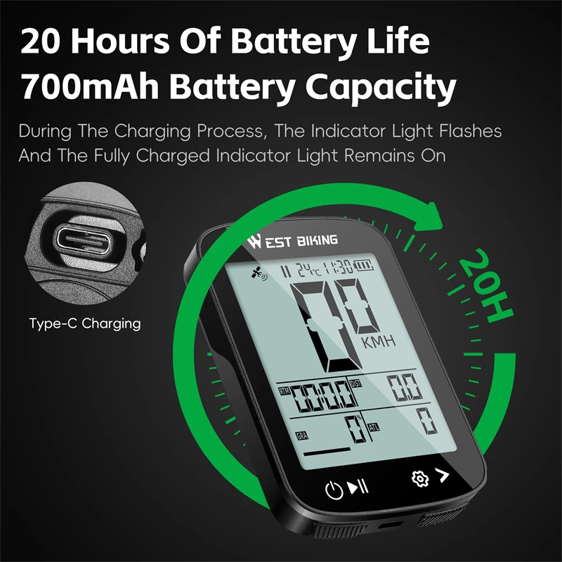 

Беспроводной водонепроницаемый велосипедный спидометр, легкий велосипедный экран 2,4 дюйма, GPS, велосипедный компьютер, одометр для MTB, аксессуары для шоссейного велосипеда