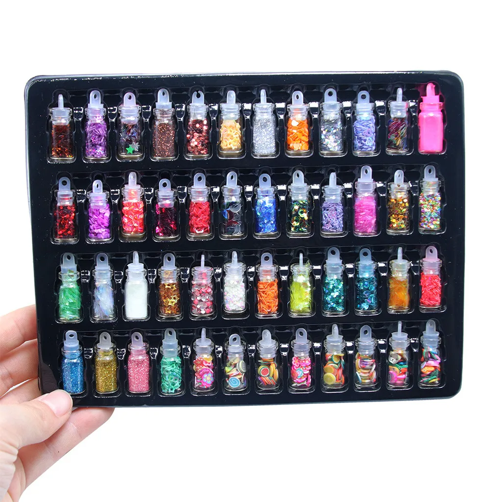 48pcs Epoxy Filling Set Sparkling Glitter Powder Heart Star Micro Beads Nail Art Sequins For Jewelry Making Craft DIY