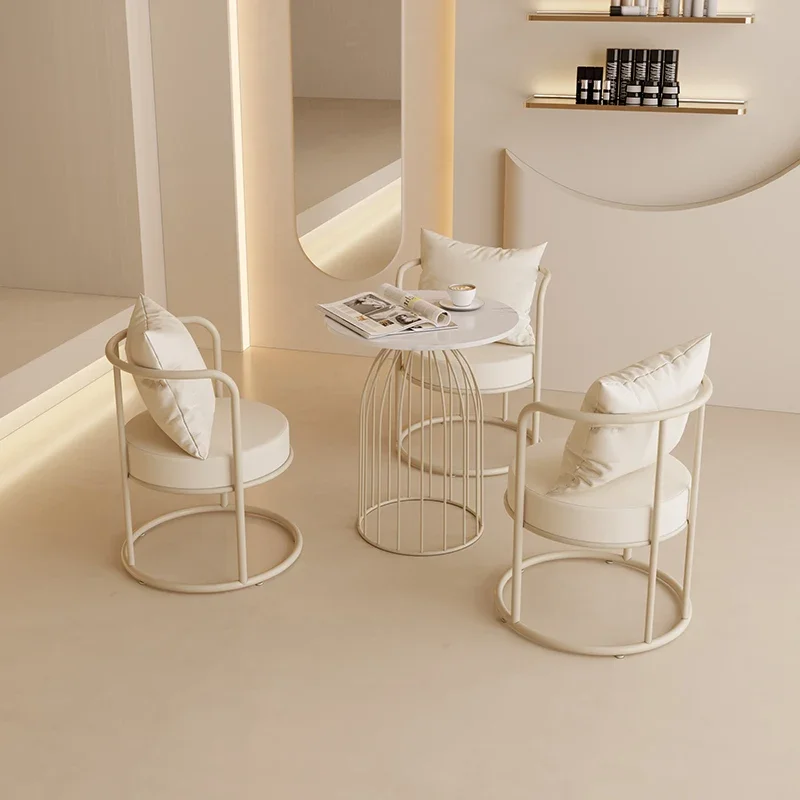 Simple modern beauty salon wrought iron negotiation reception table and chair combination