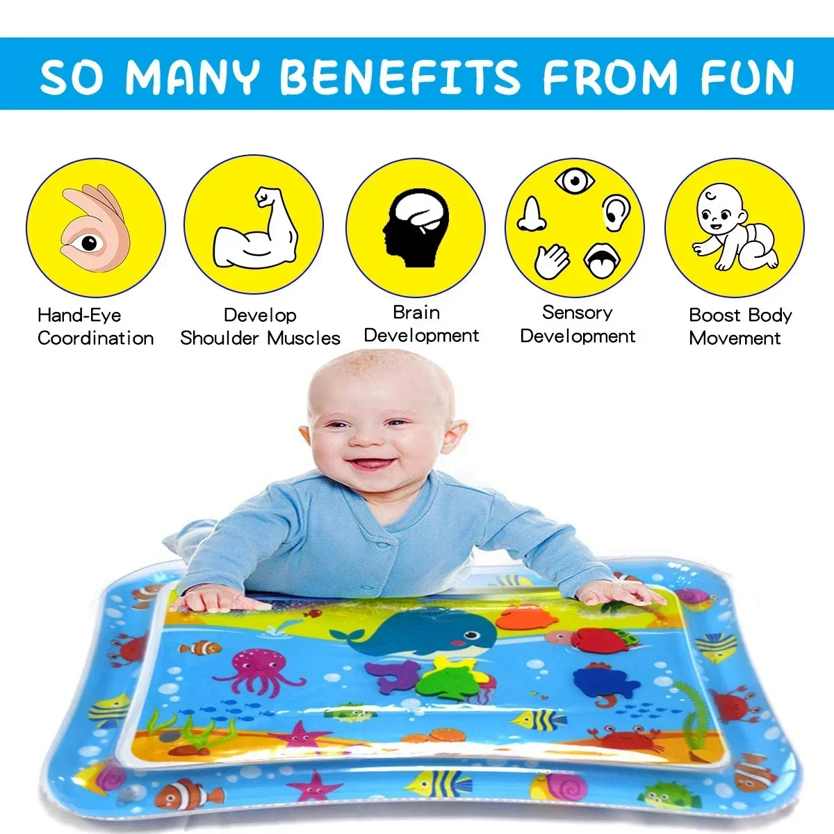 Summer Inflatable Water Mat PVC Playmat Toddler Activity Play Center Water Mat for Babies Early Education Developing Summer Toy