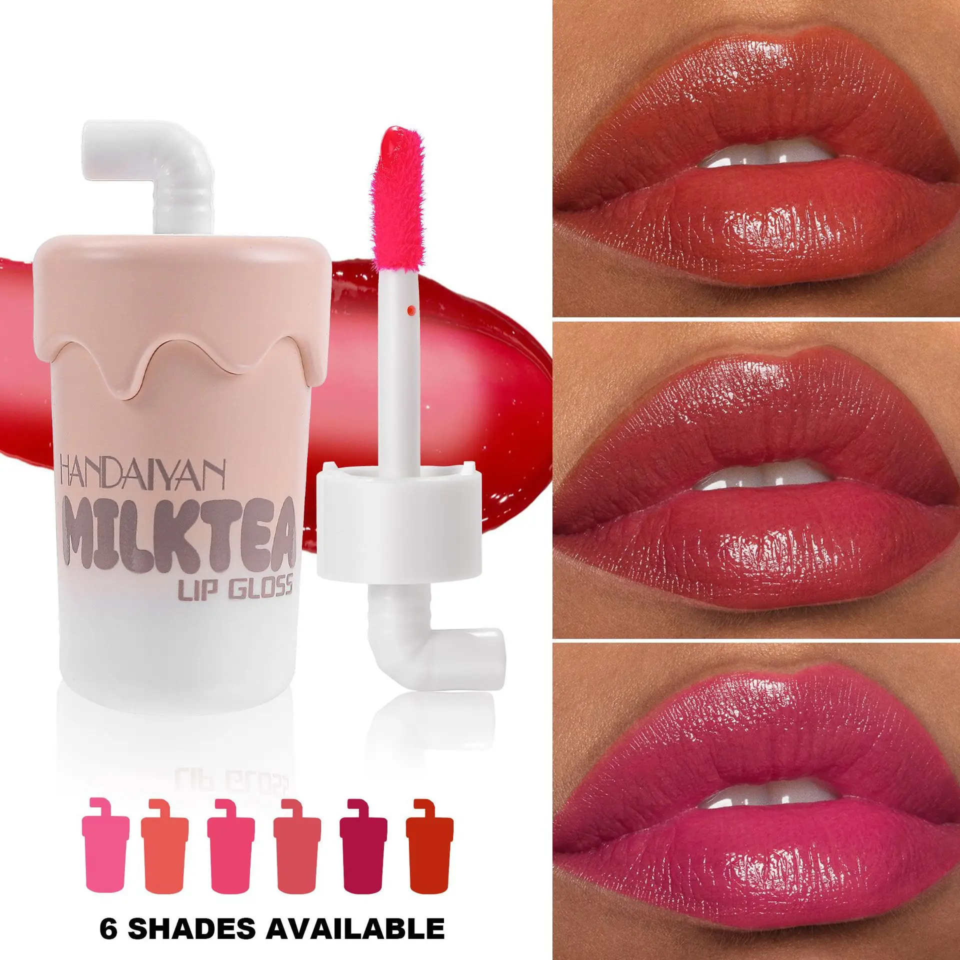 Lip Glaze 6 colori Matte Nutriente Idratante Labbra e Guance Argilla per labbra antiaderente