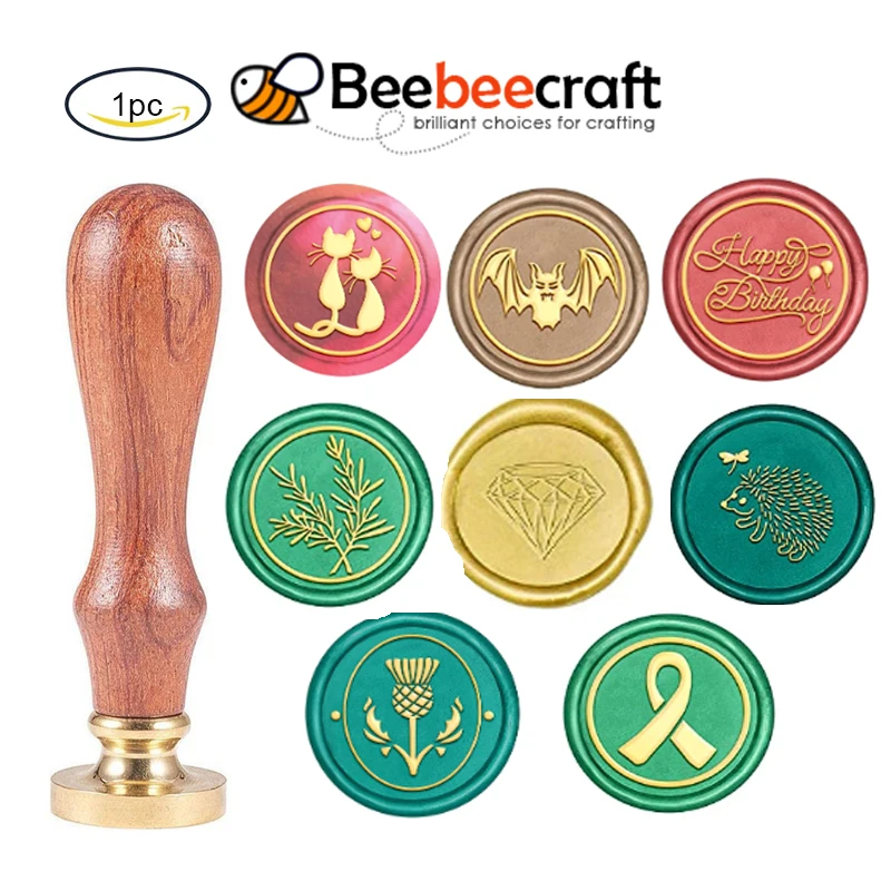 

1PC Cat Wax Seal Stamp Love Vintage Sealing Wax Stamps Valentines Day Retro 25mm Removable Brass Stamp Head with Wood Handle