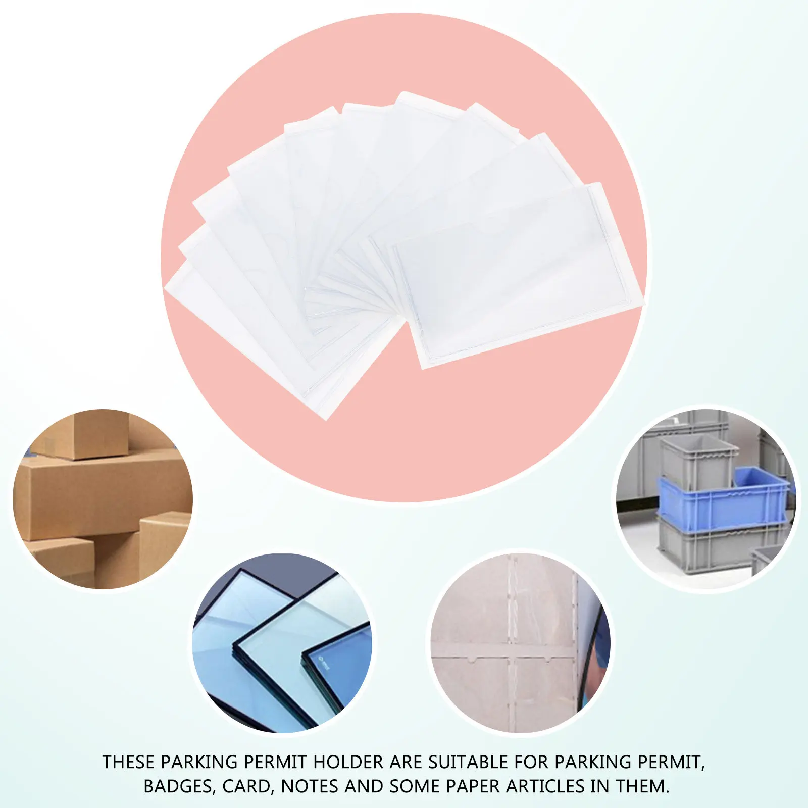 10Pcs Adhesive Parking Permit Holder PVC Plastic Card Sleeve for Car Windscreen Document Protector Label Pocket