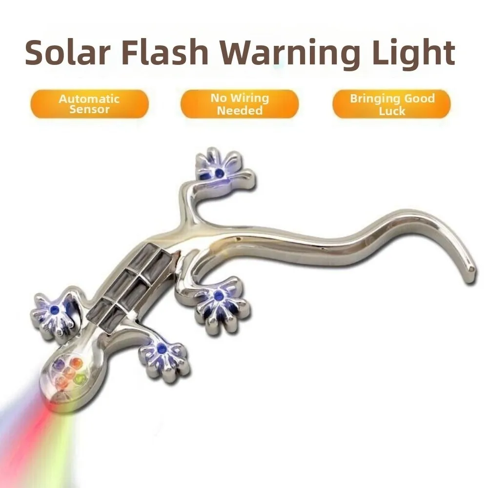 Gecko Shape Solar Warning Light ABS Waterproof Gecko LED Light Solar Powered Adhesive Mount Vehicle Flashing Light