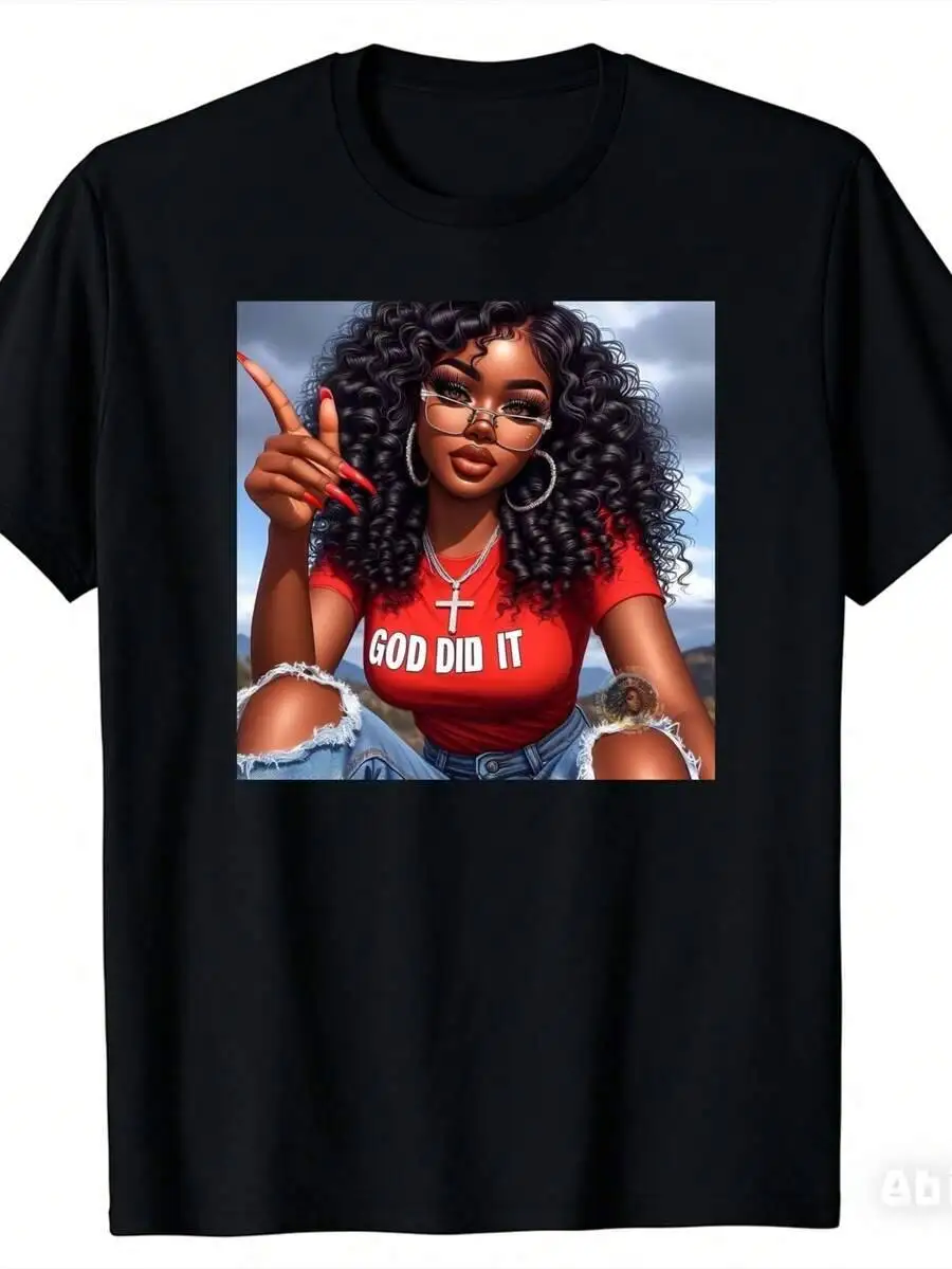 Fun Unisex T-Shirt With Black "God's Work" Graphic Print, Casual Apparel Gift, Purely Fashionable And Versatile Holiday Style, 100% Cotton Trendy Y2K Short-Sleeve Tee-Soft, Quick-Drying, Moisture-Wicking;  Great Gift for Christmas or Halloween.