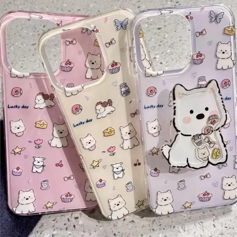 

Luxury White Terrier dog bracket clear Soft Case protection for iPhone 16 15 13 12 11 14 Pro Max XS XR 7 8 16 Plus X SE Coque