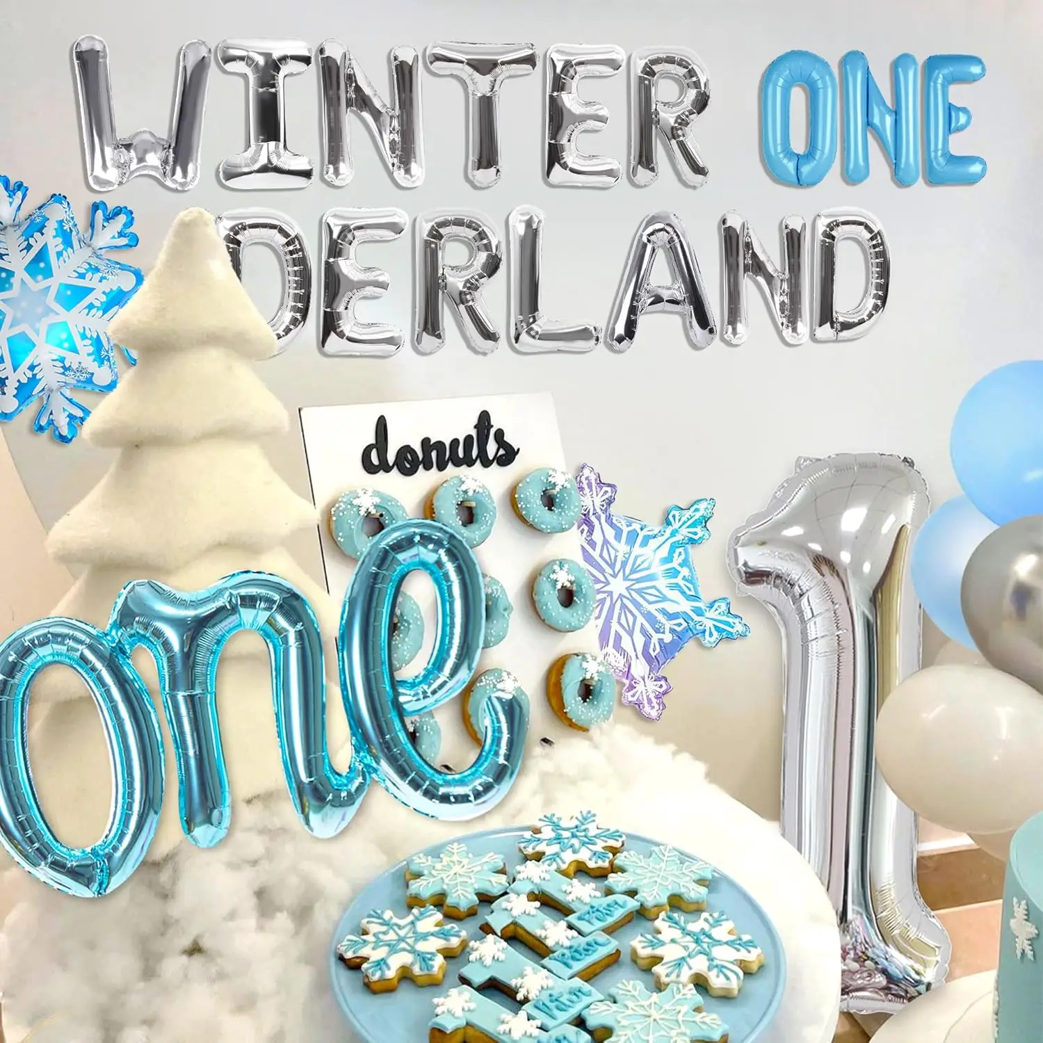 LaVenty Winter Onederland Decoração de primeiro aniversário Floco de neve Pano de fundo para festa de primeiro aniversário