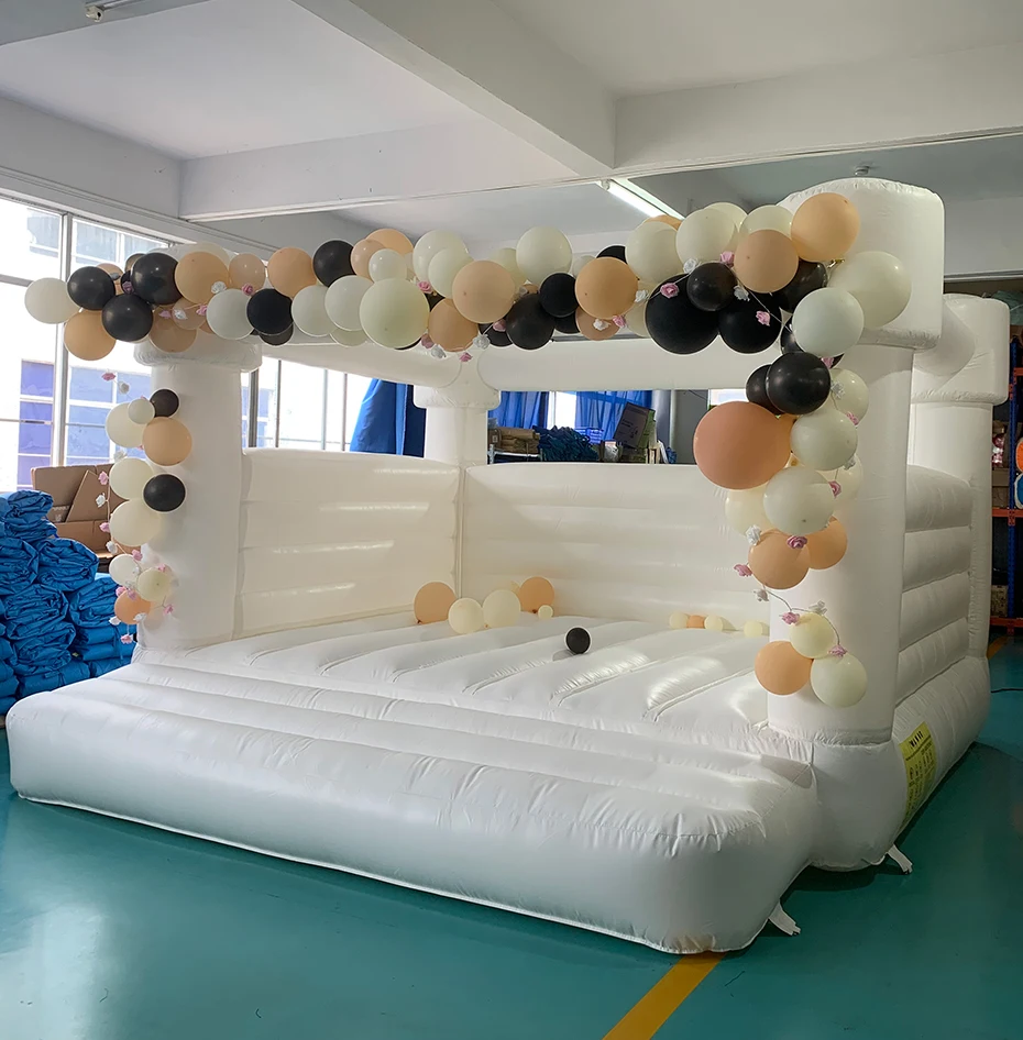 Commercial PVC Tarpaulin 100% White Bounce House 5*5*2M Inflatable Jumping Castle Wedding Bouncy House Trampoline With Blower