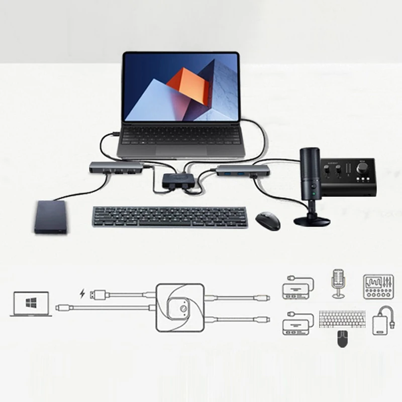 【新品】USB-C スイッチ ディストリビューター 2 入力 1 出力コンバーター Type-C 2 入力 1 出力 8K ポータブル双方向相互変換スイッチャー