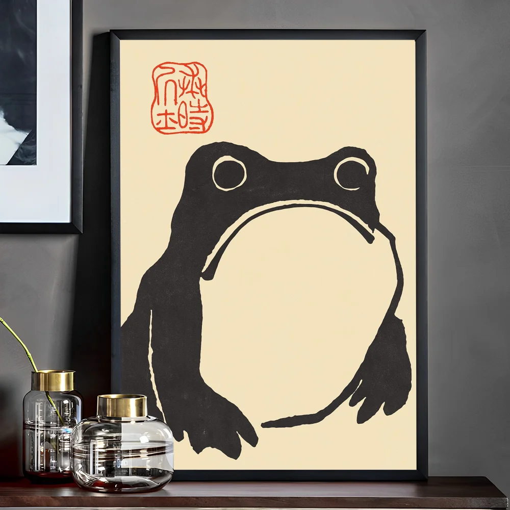 Matsumoto Hoji Frog Anime Posters Sticky Decoracion Painting Wall Art White Kraft Paper Wall Decor