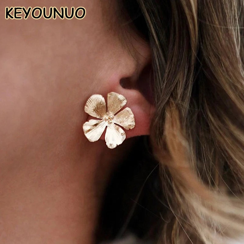 KYOUNUO Gold Silver Filled Stud Earrings For Women Piercing Vintage Boho Style Women's Flowers Earrings Party Jewelry Wholesale