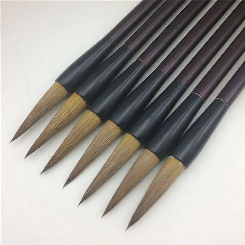 10 Pcs Bamboo Calligraphy Brush Pen Chinese Calligraphy Painting Brush Pen Weasel Hair Regular Script Writing Brush Wholesale