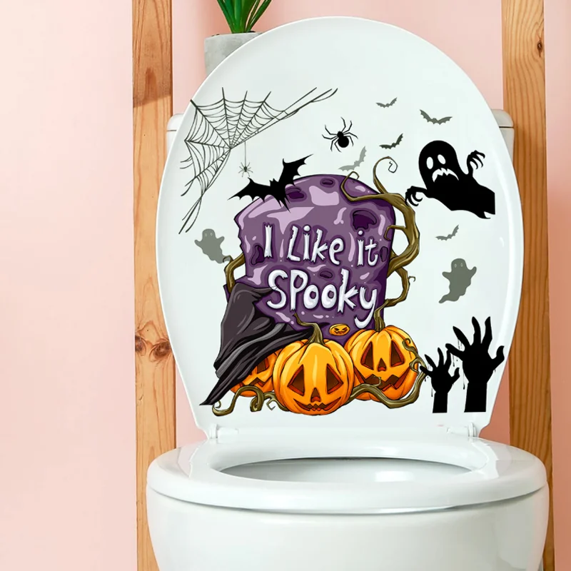 Kürbis Geist Spinne Halloween Wanda uf kleber Fenster Glas Toilette Aufkleber Badezimmer Dekoration selbst klebend abnehmbar wasserdicht