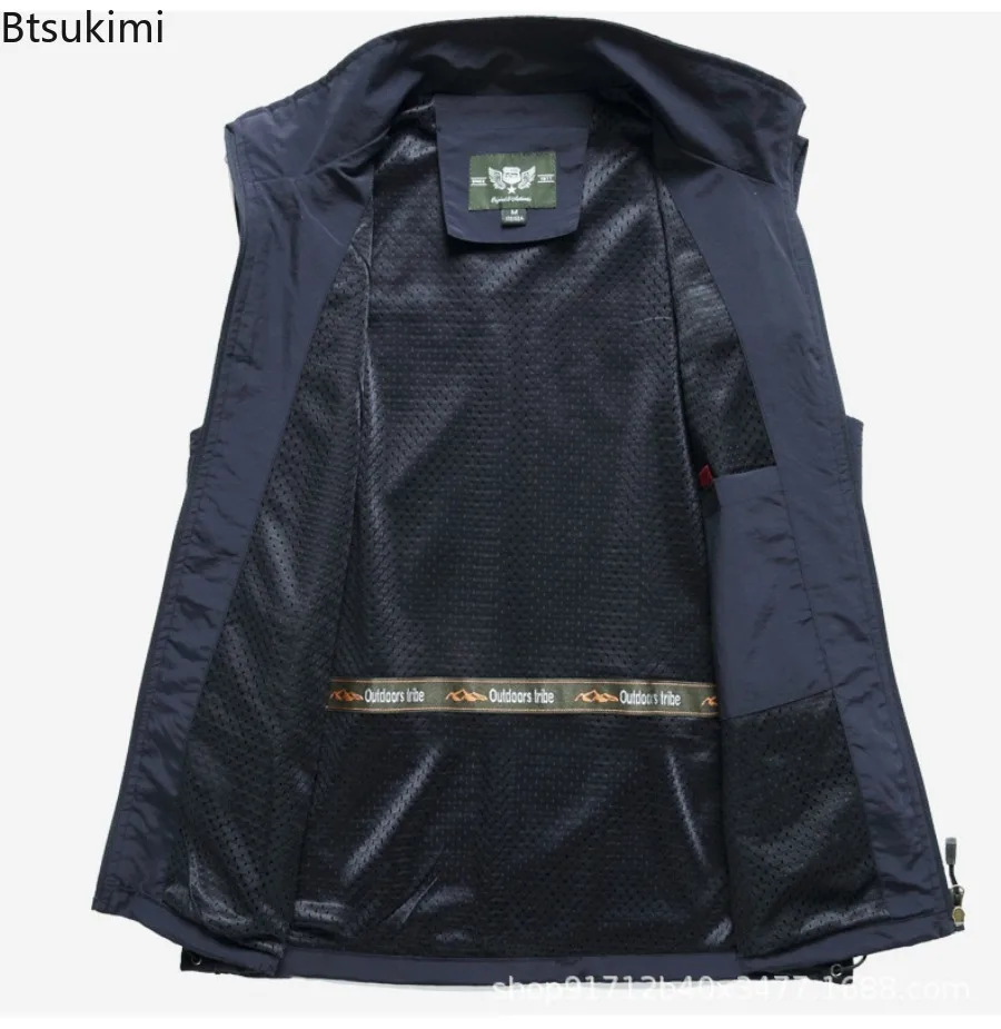 Spring New Men's Outdoor Casual Lightweight Waistcoats Sleeveless Multi-pockets Jackets Men Fishing Photography Breathable Vests