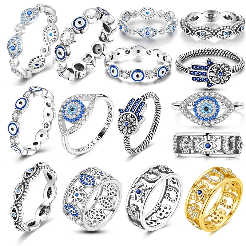 

New In 925 Sterling Silver Closed Rings Palm Eye Series Classic Design Ring For Women Anniversary Wedding Party Gift
