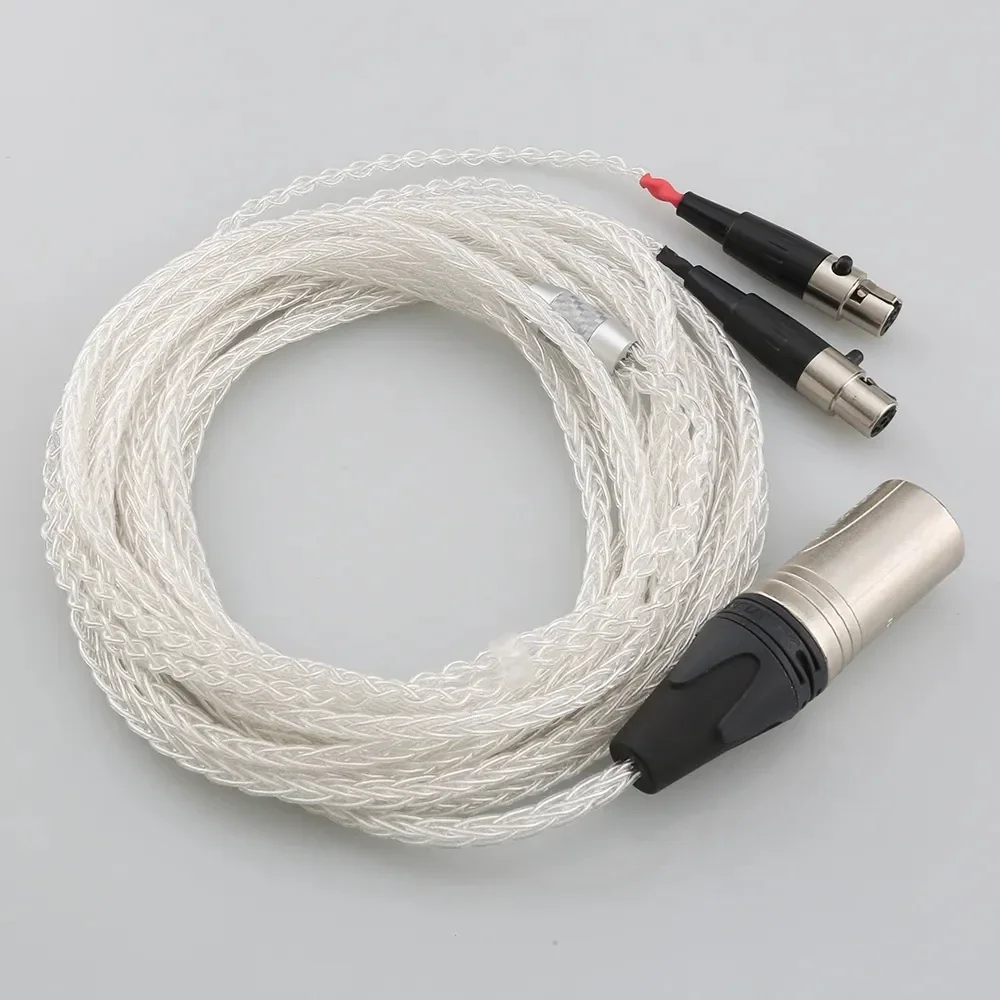 99% Pure Silver 8 Cores HiFi Cable 4-pin XLR Balanced Male for Audeze LCD-2, LCD-3, LCD-4, LCD-X, LCD-XC