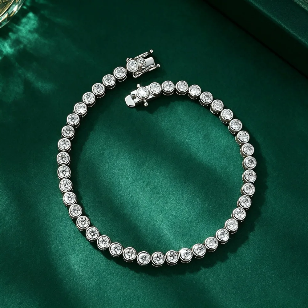 Lnngy 3MM 0,1CT Moissanit-Tennisarmband für Damen, exquisites 14K Gold gefülltes rundes Bubble-Lab-Diamant-Armband, Schmuck – Detail 5