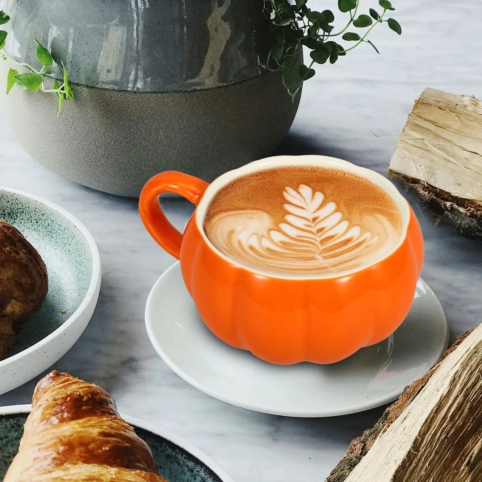 

Coffee Mug Fall Autumn Mugs Halloween Cup Cute Pumpkin Ceramic Orange Creatively Shaped