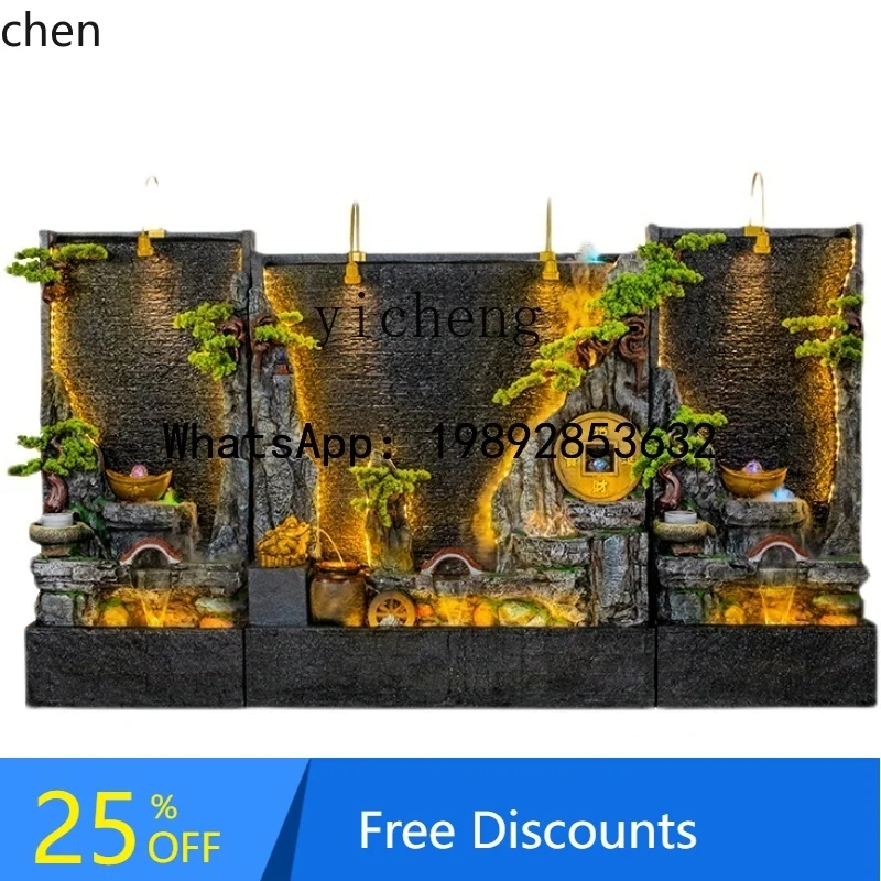 HT  rockery flowing water fountain office villa water curtain partition flowing  courtyard landscape decoration