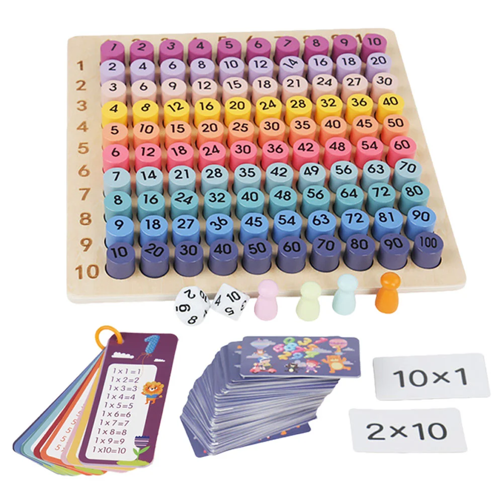 99 Multiplication Board Training Toy Math Games for Kids 8-12 Concept Wooden Flash Cards Plastic Montessori Preschool